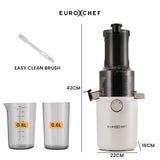 EUROCHEF Cold Press Slow Juicer Machine, Large Chute, 200W, White V219-INCJCPEC15WA