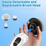 White 9 piece replaceable cleaning brush heads Electric Spin Scrubber with Extendable Handle V888-ELOSUNG53376