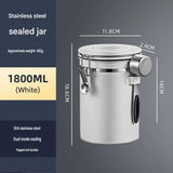 White 304 Stainless Steel Airtight Coffee Canister 1800ml Vacuum Seal Storage Jar with Date Tracker V888-ELOSUNG54367
