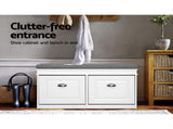 Artiss Shoe Rack Cabinet Bench 8 Pairs White FURNI-P-SHOE-BEN2D-WH