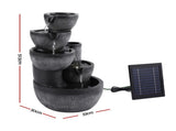 Gardeon Solar Fountain Water Feature 5-Tier Cascading Bowl Grey 51cm FOUNT-A-BOWL-5LVL-GY