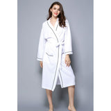 Women Bathrobe, Lightweight Waffle Cotton Unisex Dressing Gown, White L V1188-MS-520-044