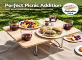 Alfresco 4 Person Insulated Picnic Basket Set with Foldable Wood Table Mat PC-TB-4P-REC