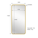 Gold Metal Rectangle Mirror - Medium 80cm x 170cm V292-MIRR-MTL011
