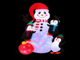 Jingle Jollys Christmas Inflatable Snowman 1.8M Height LED Outdoor Decorations Illuminated XMAS-INF-SNOWMAN-6FT-MC