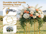 3Pcs Wedding Backdrop Pedestal Stand Gold Metal Hexagon Wedding Frame Plinth Pillars Table WESD-HEX-3PC-GD