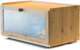 CARLA HOME Bamboo Bread Box, Kitchen Countertop Storage, Window Bread Holder LSB-36156