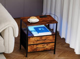 Levede LED Bedside Table with 2 Drawers Power Outlets NI1059-OA-AU_NZ