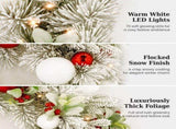 Christabelle 76cm Snowy Elegance Christmas Wreath Pre Lit Warm White LED Red Baubles Berries Fr 112_SENSE76
