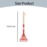 3-Section Adjustable Leaf Rake with Wood & Plastic Handle, Lightweight Small Garden Tool for Yard V1370-AZ4-17149