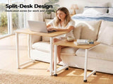 Artiss Mobile Laptop Desk Set 2-In-1 C-Shaped Nesting Table Oak LA-DESK-C-SET-LW