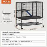 VEVOR 39" Metal Small Animal Cage 2-Tier Rolling Ferret Cage with Tray A Ramp V952-JSXDL362439IF6COGV0