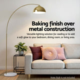 Artiss Modern Arched Floor Lamp Gold Brass Standing Heavy-Duty Marble Base for Living Room Bedroom LAMP-FLOOR-ARC-GD