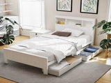 Artiss Bed Frame King Single Size Wooden with 2 Storage Drawers White WBED-D-S1-107-DRAW