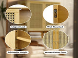 3 Tier Bathroom Wall Cabinet Rattan Door Bamboo Storage Shelf Over Toilet Cupboard Organizer V767-JJ-ZZ1349
