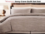 Weaves Coffee Easy Care Quilt Cover Set Queen V442-CAP-QUILTCS-WEAVES-COFFEE-QS