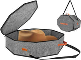 Cowboy Hat Storage Box, Collapsible Felt Hat Organizer with Handles Clear Window, Gray 17 x 10 In V1188-MS-721-057