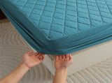 Fitted Sheet Mattress Protector Cover - Quilted Cotton Feel Pocket Sheet - Winter Warm Breathable V1366-AZ2-W-12992