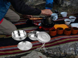 Lightweight Stainless Steel Camping Cookware Set, Portable Outdoor Hiking Pot and Pan for Travel V1370-AZ4-11541