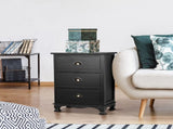 Artiss Bedside Table 3 Drawers Vintage - THYME Black ST-CAB-B-3D-BK
