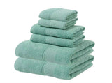 Green Blue Luxury 6-Piece 100% Cotton Towel Set - 2 Bath Towels, 2 Hand Towels, 2 Face Towels V888-ELOSUNG16780