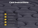 Giselle Bedding 3-Zone Pillowtop Mattress Topper 1000GSM for Back Pain Relief Washable with 45cm TOPPER-3ZONE-CHAR-S