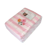 Living Home for Baby Girls Flowers and Bear Pack of 3 Embroidered Polar fleece Stripe Cot Blankets V442-STT-BLANKET-PACKOF3FLOWERSBABY-PINK-CT