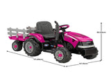 Peg Perego Pink Case IH 12V Kids Ride On Tractor with Trailer 2 Speed Toy 44065