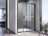 120-130cm Adjustable Wall to Wall Sliding Glass Shower Door in Black V63-846981