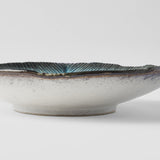 Bowl Shallow Leaf Shape 25cm Sky Blue Glaze V637-C0699