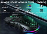 SOLAKAKA SM600 Honeycomb Shell Gaming Mouse Wireless,black V1300-SM600-BLACK