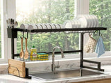 Cefito Dish Drying Rack for Kitchen Storage Organisation Kitchen Sink Organiser Dish Drainer DR-E-OVER-65-BK