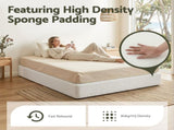 Artiss Compression Bed Frame Queen Size No Assembly Vacuum High Density Sponge Boucle Cream White BED-FOAM-BASE-Q-WH