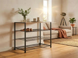CARLA HOME 4 Tier Shoe Rack with Mdf Top Shelf - Metal - Brown - Rustic - Steel - Metal Mesh Shelves V178-36472