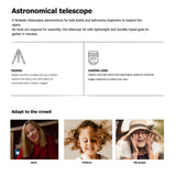 Telescope for Kids Beginners Adults,Aperture Refractor Telescopes for Astronomy Beginners,Portable V1366-AZ2-W-24471