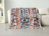 Red-blue Bohemian Knitted Sofa Blanket, 130 x 170 cm, 900g, Ideal for Hotel and Nap Use V888-ELOSUNG28784