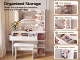 Artiss Dressing Table Vanity Desk LED Mirror Stool Storage Power Outlet Hairdryer Holder White FURNI-N-DRESS04-WH