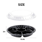 QZS Plastic Veggie Tray,Disposable Fruit Tray with 6 Compartment,10Pack Catering Vegetable Container V1189-WXFWAL-20260319-00531