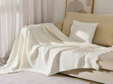 130*230CM Beige Nordic Solid Color Knitted Sofa Throw Blanket with Tassels Waffle Weave Polyester V888-ELOSUNG17037
