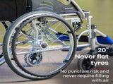 EQUIPMED Folding Aluminium Wheelchair, 20" Wheels, Park Brakes, 100kg Capacity, Blue V219-HECWLCEQB2BL