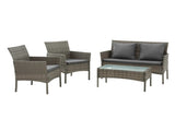 Gardeon 4-Piece Outdoor Sofa Set with Two Pillows Rattan Furniture Grey ODF-C-PATIO-17007-GR