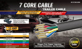 100M 7 Core Wire Cable Trailer Cable Automotive Boat Caravan Truck Coil V90 PVC V465-97308