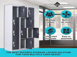 12-Door Locker for Office Gym Shed School Home Storage - 4-Digit Combination Lock V63-839041