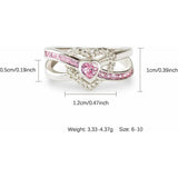 Dainty Infinity Heart Promise Ring Women 925 Sterling Silver Pink Love CZ Birthstone Cute Ring V1188-CYX-J02-2021