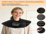 Black Wireless Large Coverage Heated Shoulder & Neck Wrap - TypeC Rechargeable Thermal Therapy Shawl V888-ELOSUNG49732