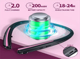 Neckband Wireless Bluetooth Earphones, Retractable Ear Sweat-Proof Stereo Noise-Canceling Earphones V1369-AZ3-W-12921