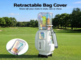 Everfit Golf Cart Bag Rolling Buggy Club Organiser Synthetic Leather White GOLF-B-BAG-CART-WH