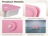 4 Pcs Colorful Stainless Steel Food Storage Containers Set with Lids, 400ml to 1400ml Square Meal V1188-MS-924-009