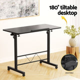 Artiss Laptop Desk Table Height Adjustable Wooden Bed Side Tables 80CM Black LA-DESK-80T-BK