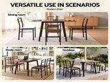 Artiss Dining Table and Chairs Set 5pcs with Extendable 60-120cm Drop-Leaf Table Brown DSET-D-BH07-BR-AB